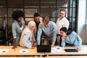 Business workers building a strong patent portfolio