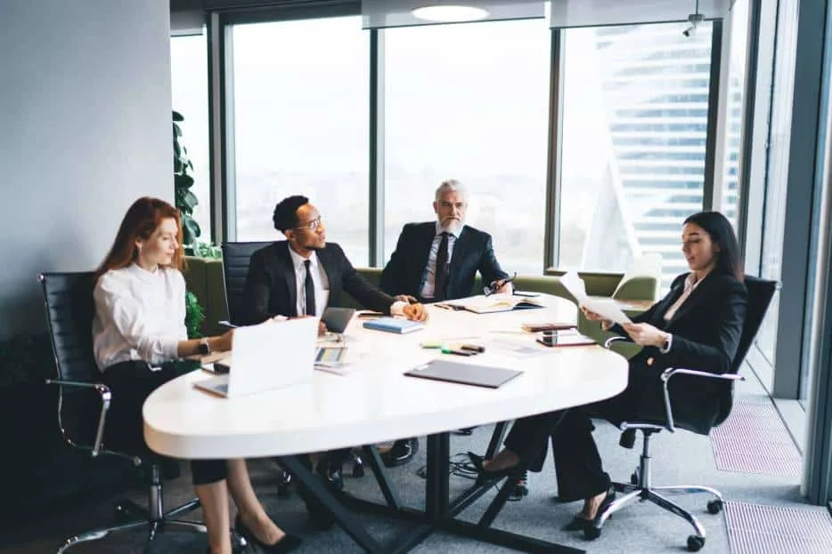 commercial and civil litigation attorneys in a meeting
